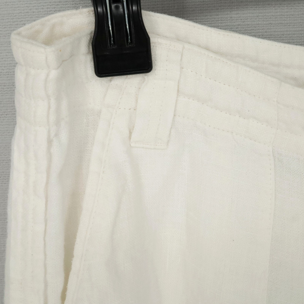 Talbots Pants Petites 4P White Irish Linen Crop Wide Leg Pockets Cruise Resort - Picture 7 of 11